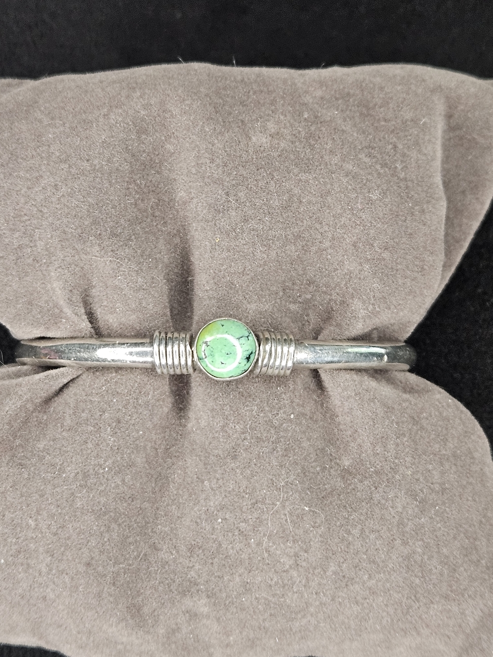 Sterling-Style Silver Cuff Bracelet with Green Blue Turqoise Stone